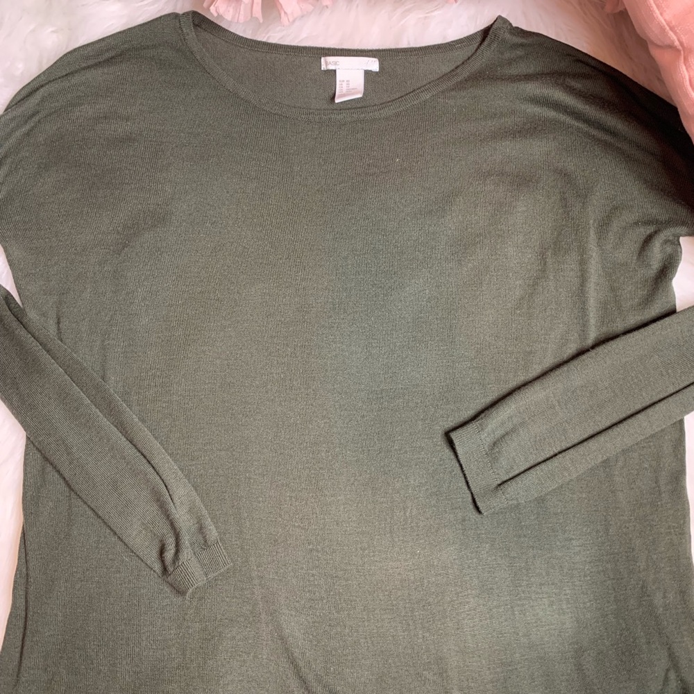 H&M OLIVE GREEN LONG SLEEVE SHIRT